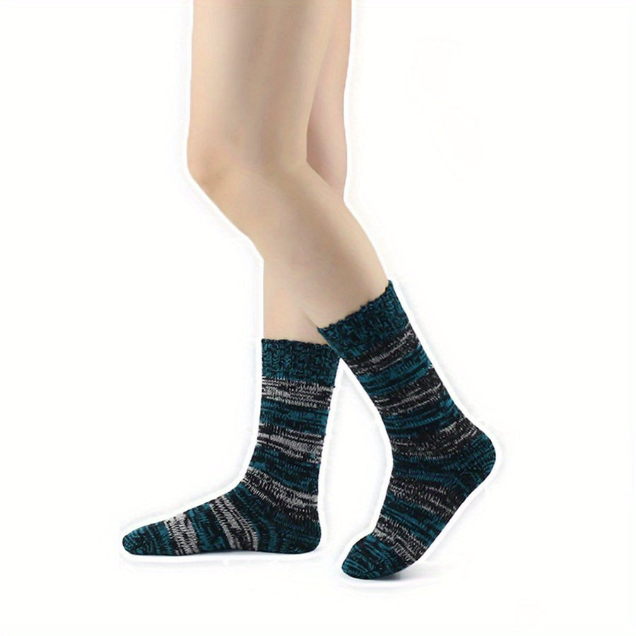 Colorblock Crew Socks Warm & Comfy Mid Tube Stockings