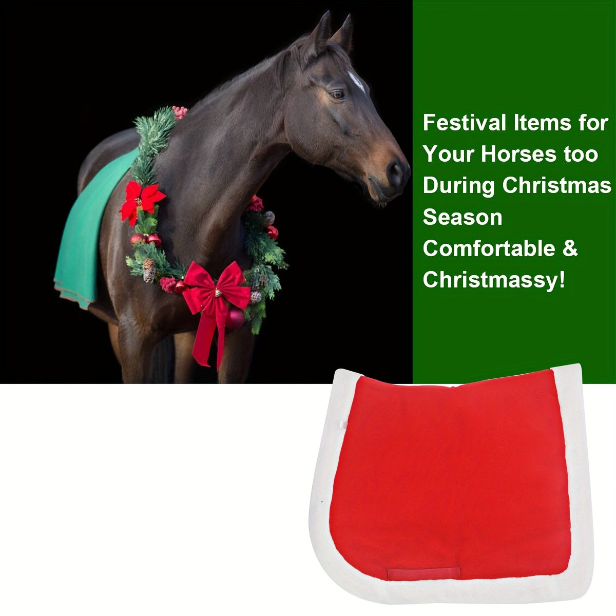 Christmas Red Fleece Horse Saddle Pad - Equestrian Supplies
