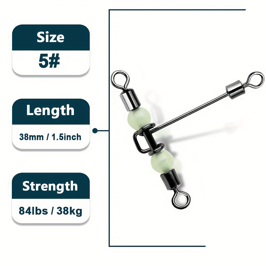 15pcs 3 Way Swivels Stainless Steel T Shape Fishing Barrel