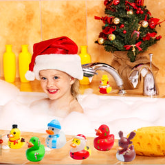 10Pcs Christmas Rubber Ducks Mini Bath Toys Kids Party Favors