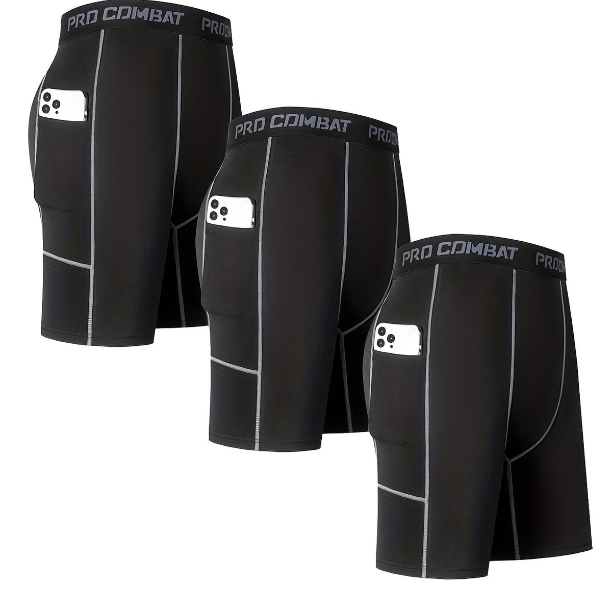 Men's Quick Dry Compression Shorts With Pocket for Basketball Running