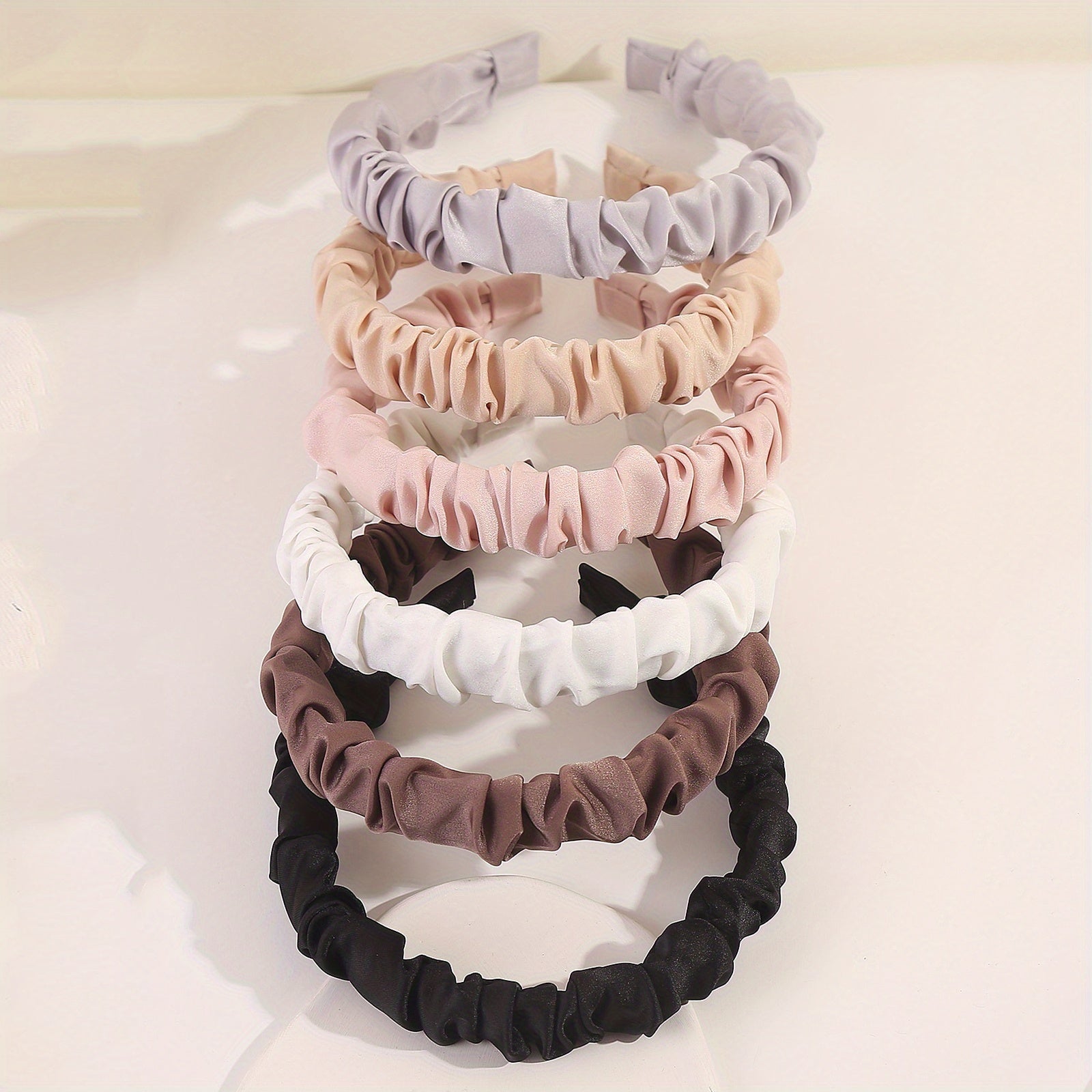 6PCS Solid Satin Hair Band Headdress Head Hoop For Women Girls