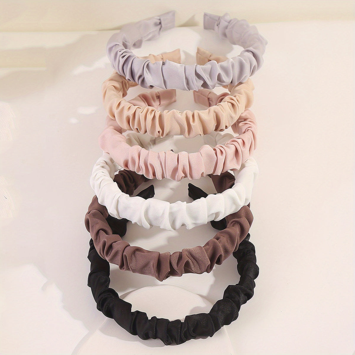 6PCS Solid Satin Hair Band Headdress Head Hoop For Women Girls