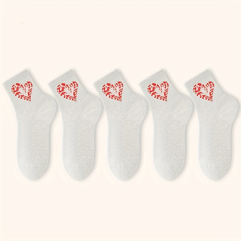 Heart Print Socks Soft Mid Tube Stockings Women's Hosiery