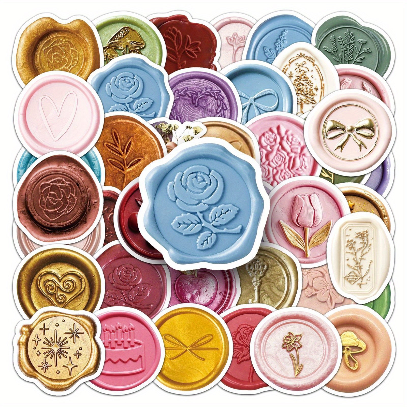 50pcs Self Adhesive Mushroom & Floral Stickers for Bottles Laptop