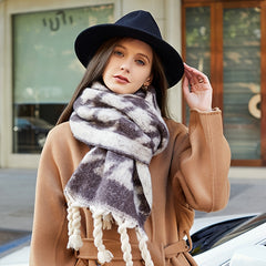 Houndstooth Large Winter Scarf Thick Warm Art Print Scarf