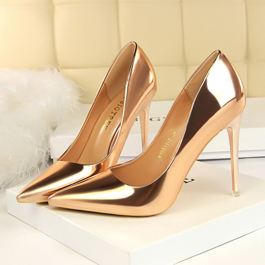 Glitter Stiletto Pumps - Pointed Toe High Heel Shoes