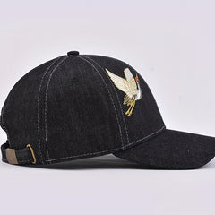 Crane Embroidery Baseball Cap Solid Cotton Dad Hat Sun Hats For Women
