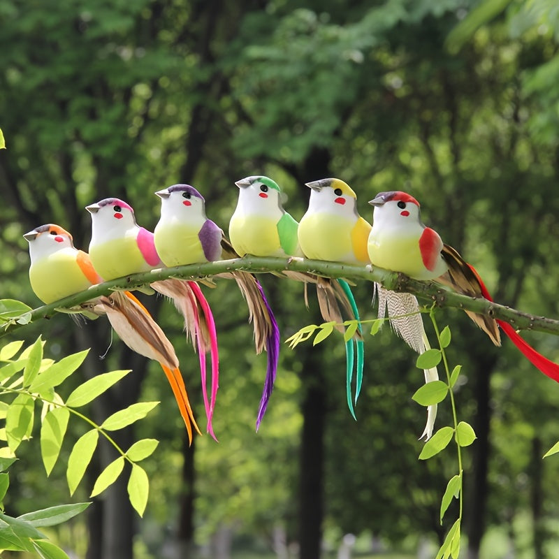 12pcs Feather Bird Ornaments for Christmas Tree Garden Decoration