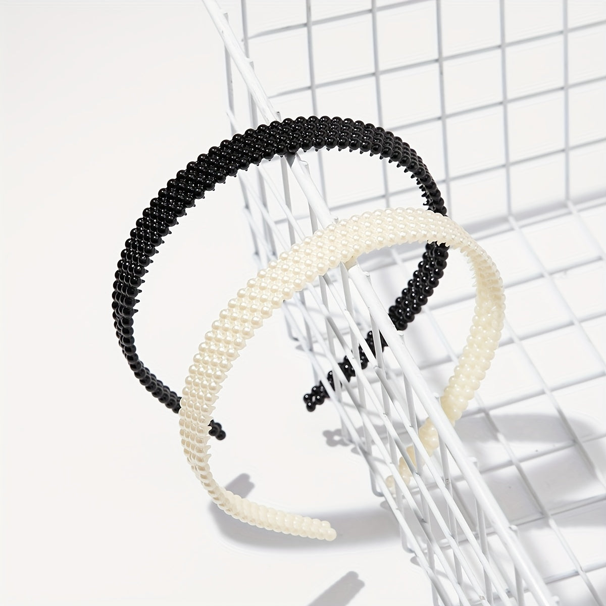 2pcs Faux Pearl Headband Nonslip Head Hoop Hair Band