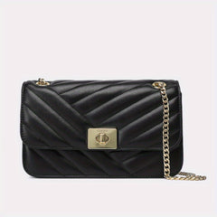 Women's Small Crossbody Bag with Chain Strap & Clasp Closure