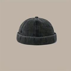 Retro Cotton Brimless Hat with Adjustable Cuff
