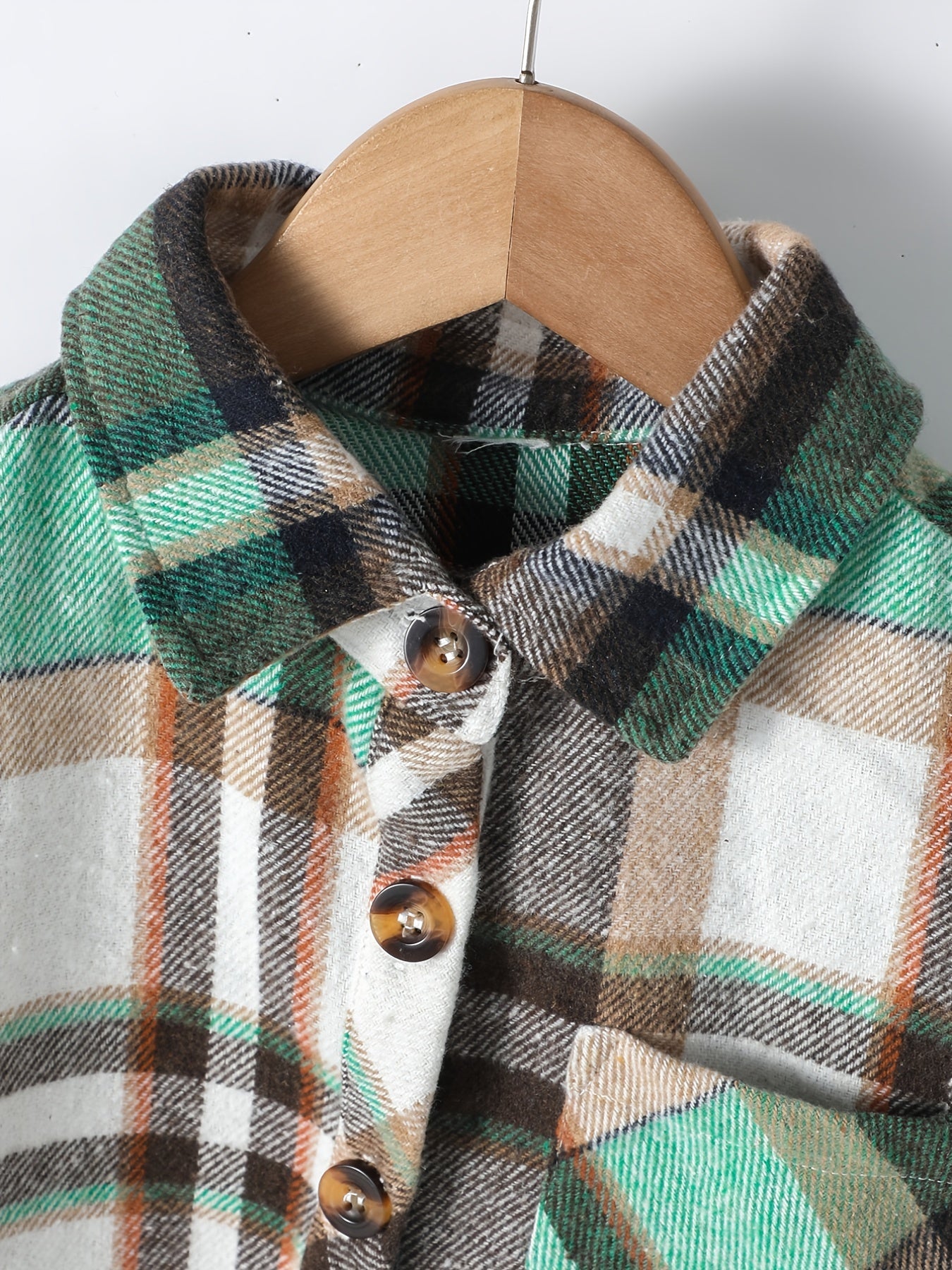 Boys Plaid Button Up Shirt Jacket for Autumn