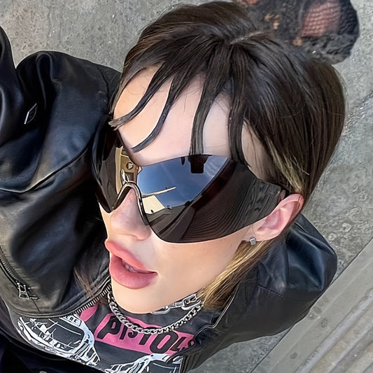 Y2K Large Lens Shield Sunglasses UV400