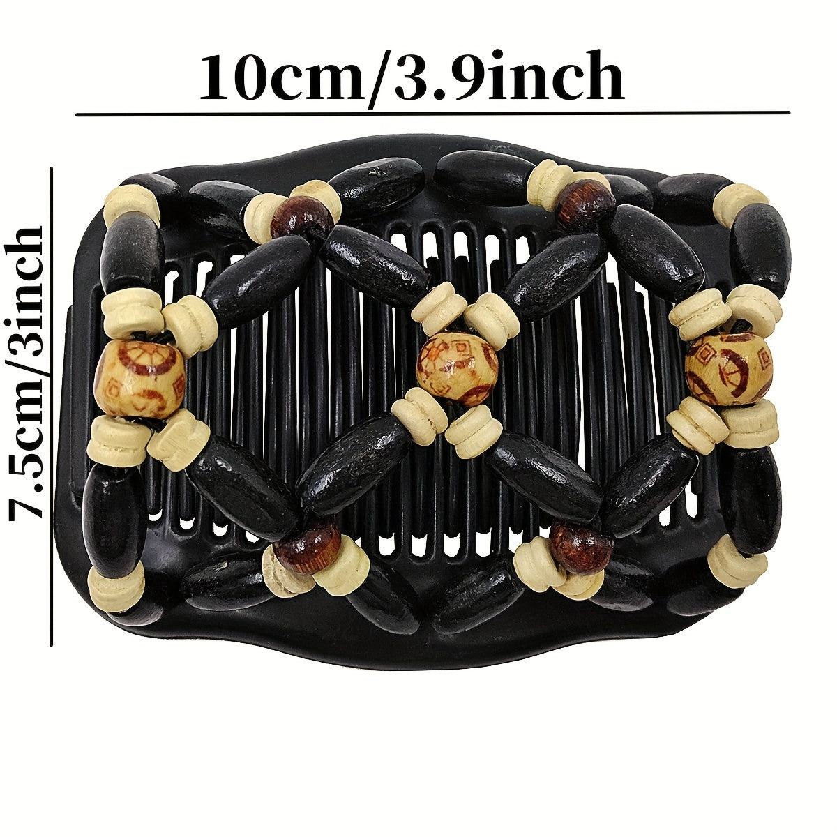 Boho Wooden Beaded Double Side Hair Comb