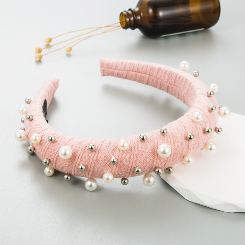 Faux Pearl Beading Knitted Headband