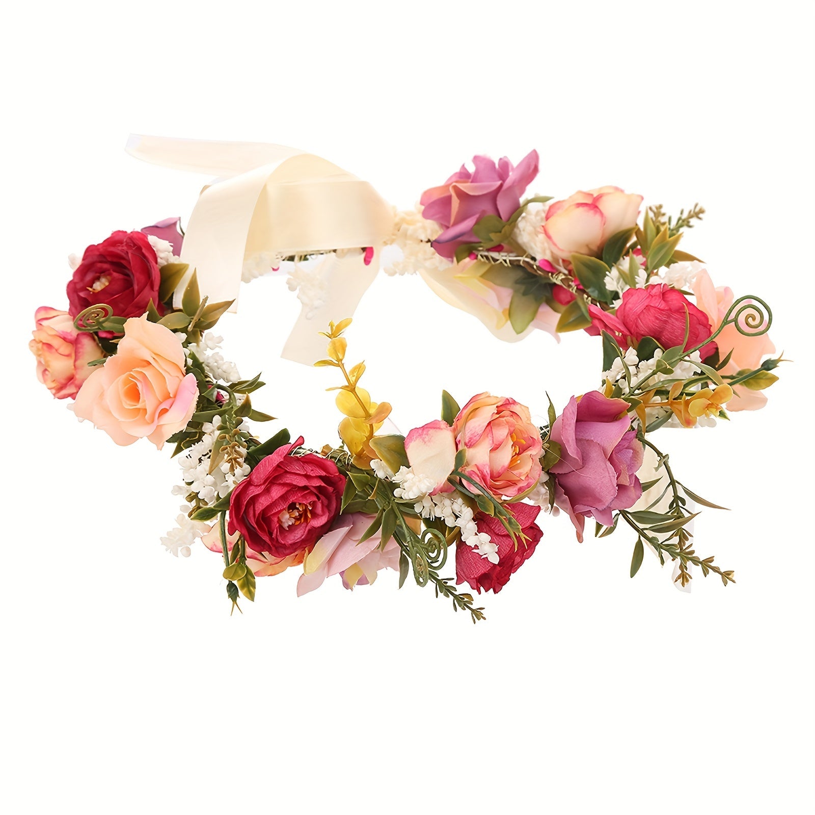 Wedding Wreath Flower Garland Hair Band For Women Bridal Accessory