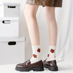 6 Pairs Floral Print Mid Tube Socks Women's Stockings