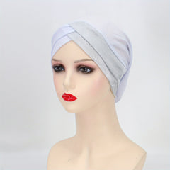 Glitter Forehead Cross Turban Cap Solid Head Wrap Bandana Headwear