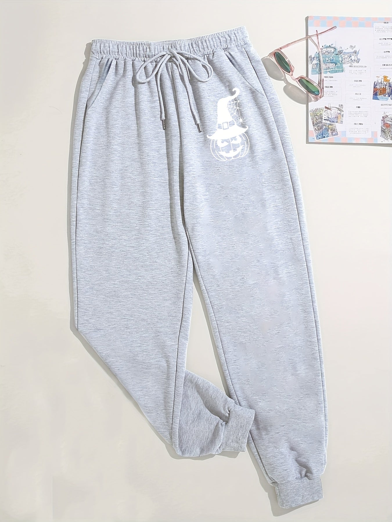  Halloween Pumpkin Print Fitness Pants