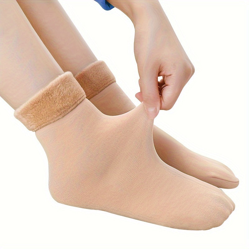 10 Pairs Plush Lined Socks Comfy & Warm Mid Tube Socks