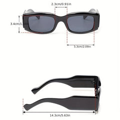 Square Frame Sunglasses Minimalist Solid Glasses Wide Temple UV400
