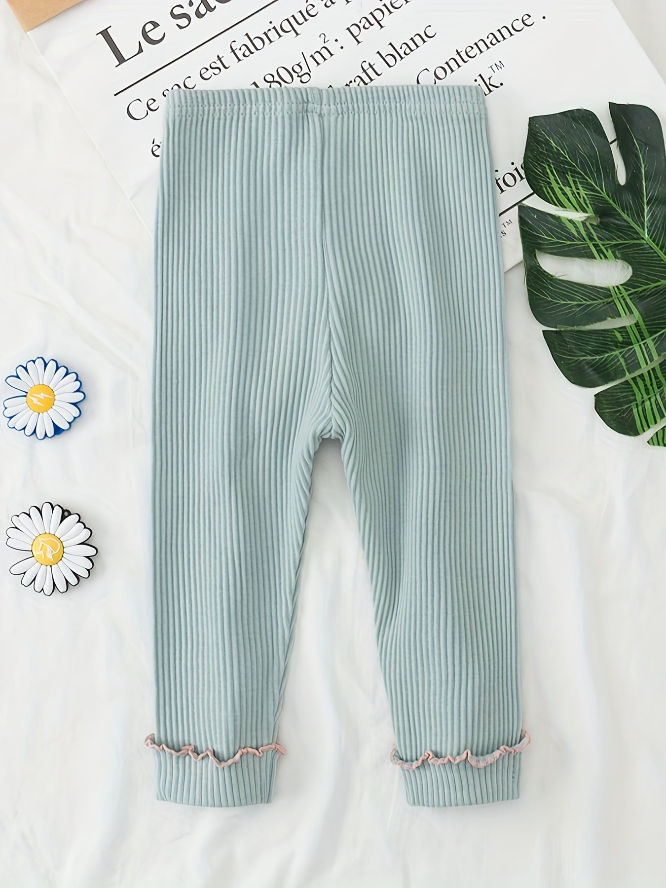 Baby Ribbed Knit Cotton Leggings, Fall Winter Pants
