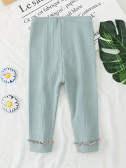 Baby Ribbed Knit Cotton Leggings, Fall Winter Pants