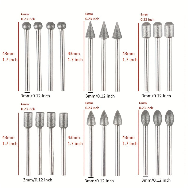 20pcs Diamond Grinding Head Kit for Carving, Grinding, Polishing, Jewelry Making