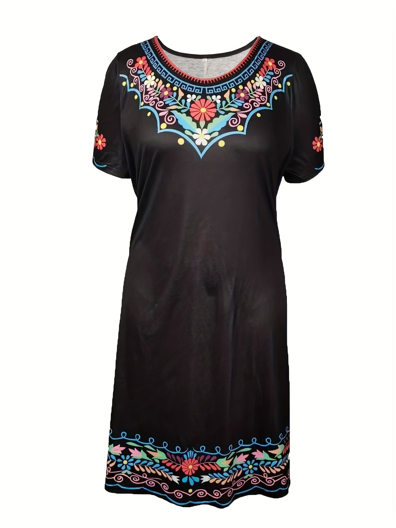  Tribal Print V Neck Maxi Dress