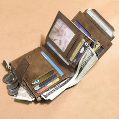 RFID Men's Leather Wallet Short Slim Money Clip