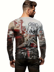 ROUTE US 167 Motorcycle Print Men's Long Sleeve Tee