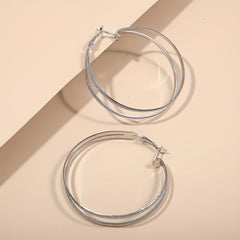 Boho Hoop Earrings With Beads Decor Stainless Steel Silver Plated Jewelry