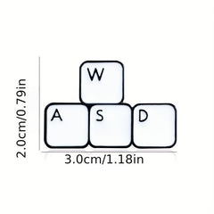 WASD Metal Enamel Brooch Keyboard Key Pin