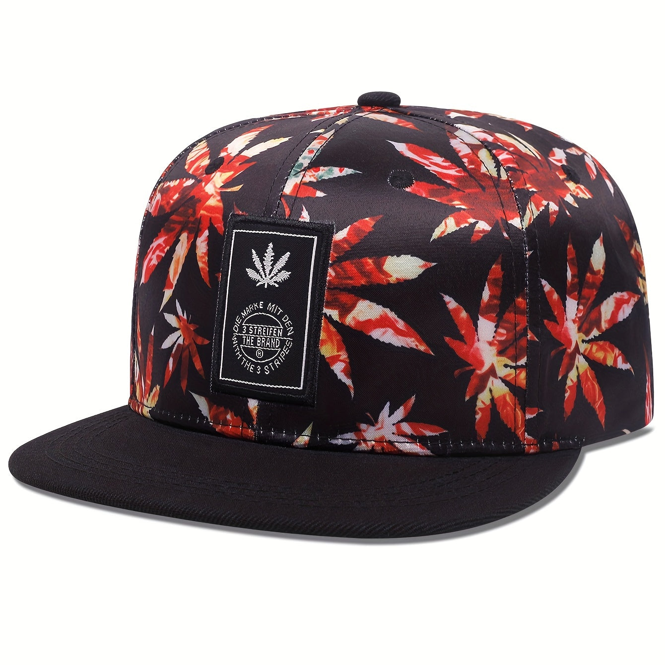 Leaf Print Hip Hop Snapback Hat Unisex Baseball Cap Lightweight