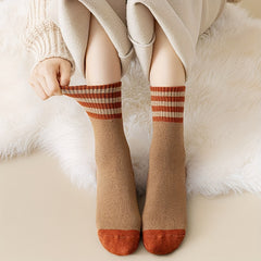 10 Pairs Striped Colorblock Socks Cozy Mid Tube Women's Stockings