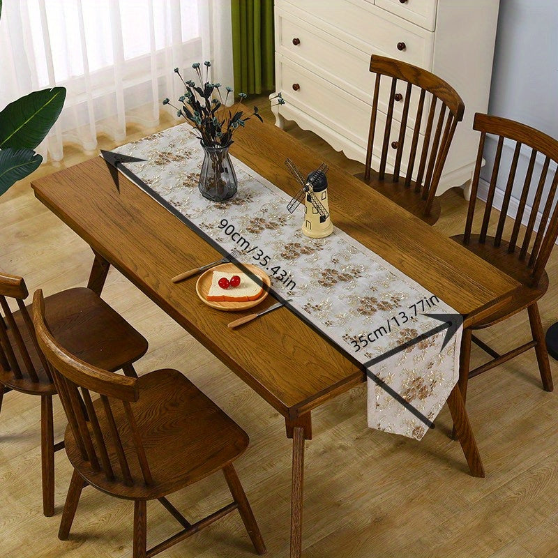 Bohemian Linen Table Flag Double Embroidered Runner Home Tea Art