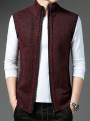 Vintage Style Stand Collar Zip Up Cardigan Vest