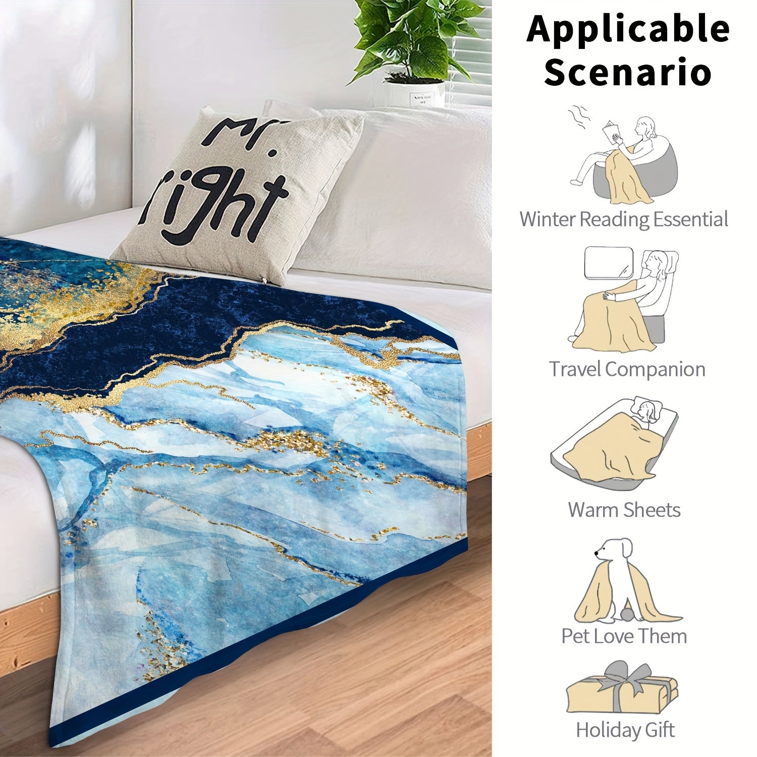 Abstract Painted Marble Blanket Comfortable Soft Lightweight Warm Blanket