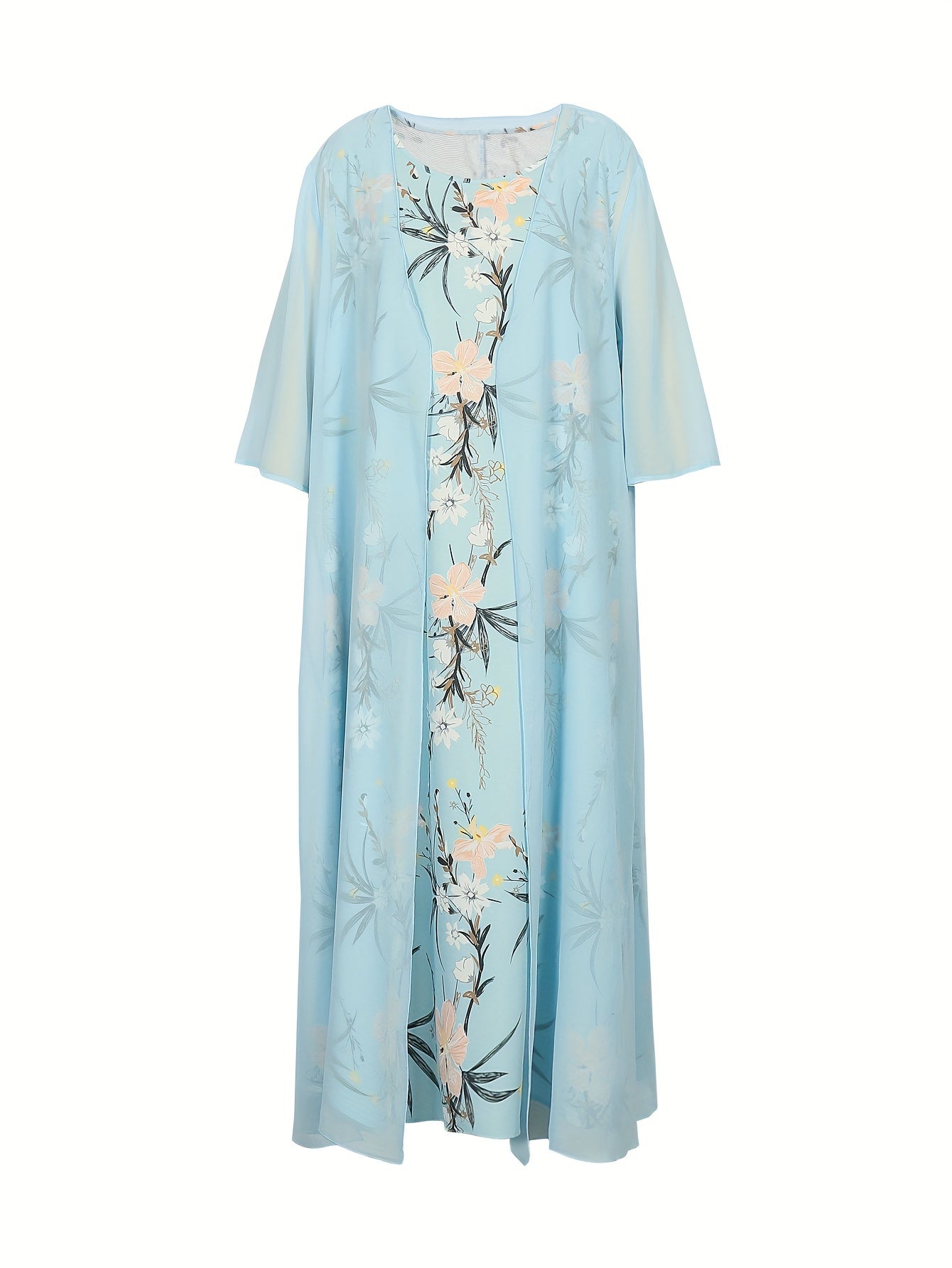  Floral Tank Dress & Cardigan Set
