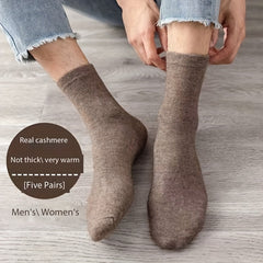 5 Pairs Wool Mid-Calf Socks - Winter Warm Deodorant