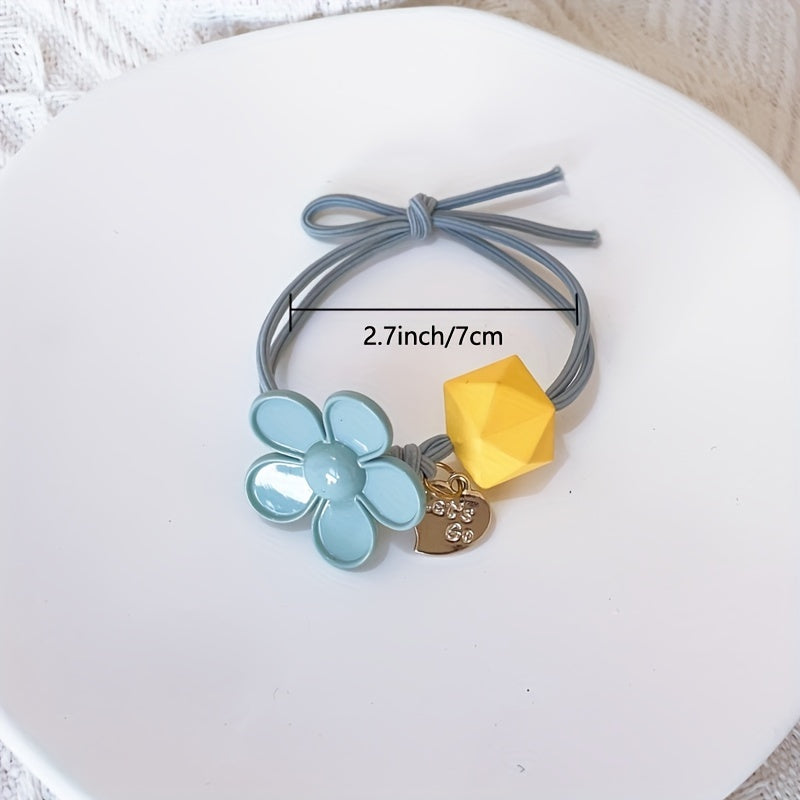 Candy Flower Beaded Hair Tie Elastic Hair Rope Hair Accessories