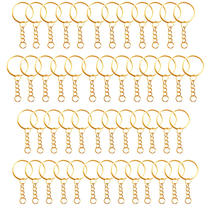 50pcs Single Ring Keychain Key Ring Golden Color