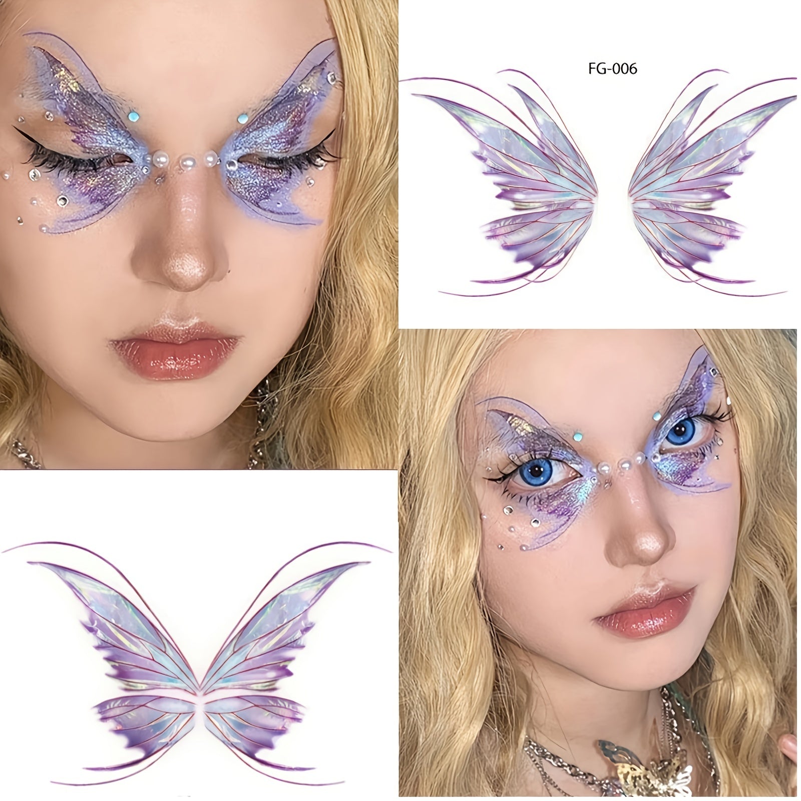 Butterfly Face Tattoo Sticker Glitter Eye Makeup Prom Glitter