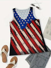 Print V Neck Tank Top for Women