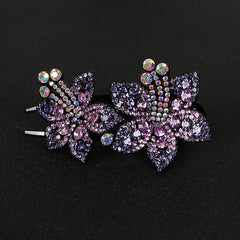 Colorful Rhinestone Flower Hair Claw Clip Retro Non Slip Strong Hold