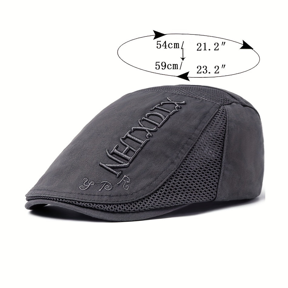 Men's Summer Beret Mesh Cap Sun Visor Flat Cap Adjustable Newsboy Cap