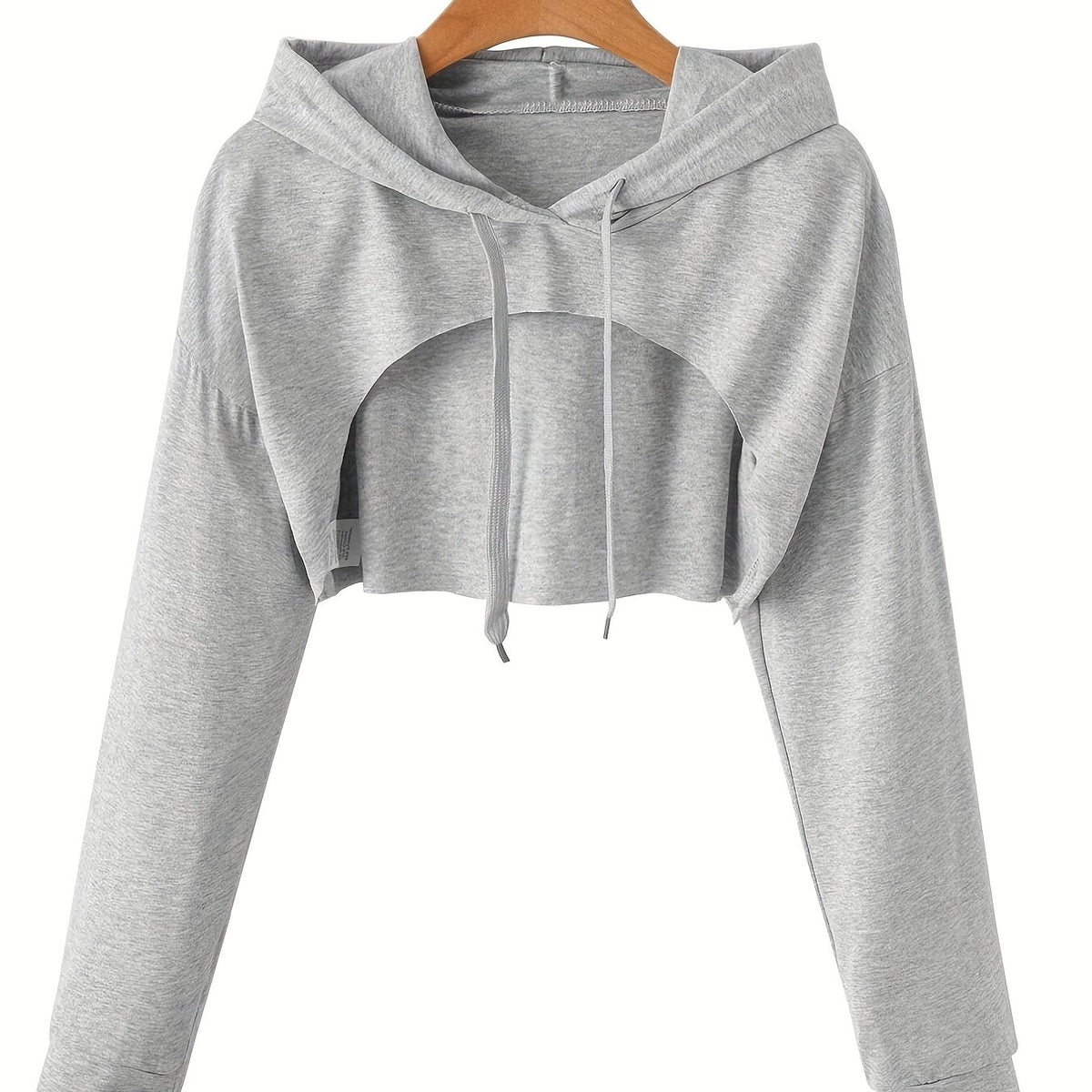 Sporty Hooded Crop Sweatshirt with Cut Out Detail