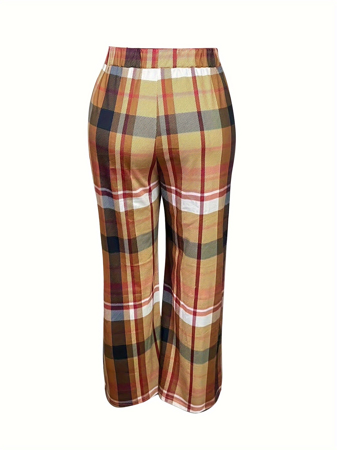  Plaid Print High Rise Trousers
