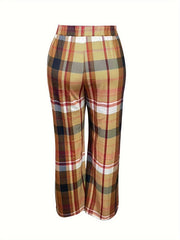  Plaid Print High Rise Trousers